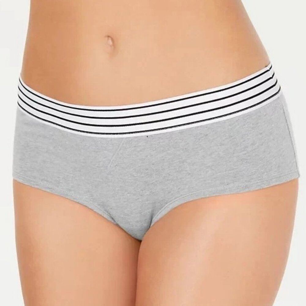 NWT Jenni Women's 95% Cotton Elastic Waist Hipster Panty Underwear, Gray